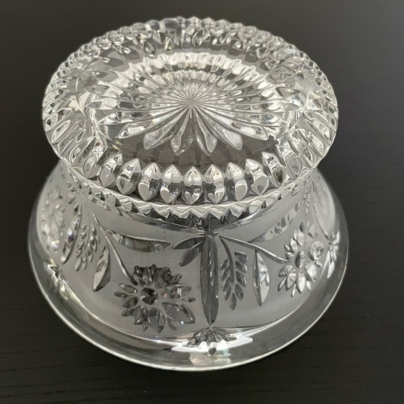 Vintage 24% Lead Crystal Floral Flowers Candy Bowl Dish German Frosted Etched. - Picture 2 of 5